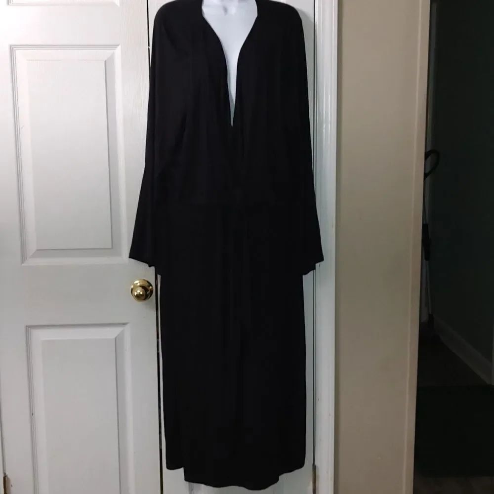 Eloquii black dress attached tie front overlay evening out cocktail party Sz 24